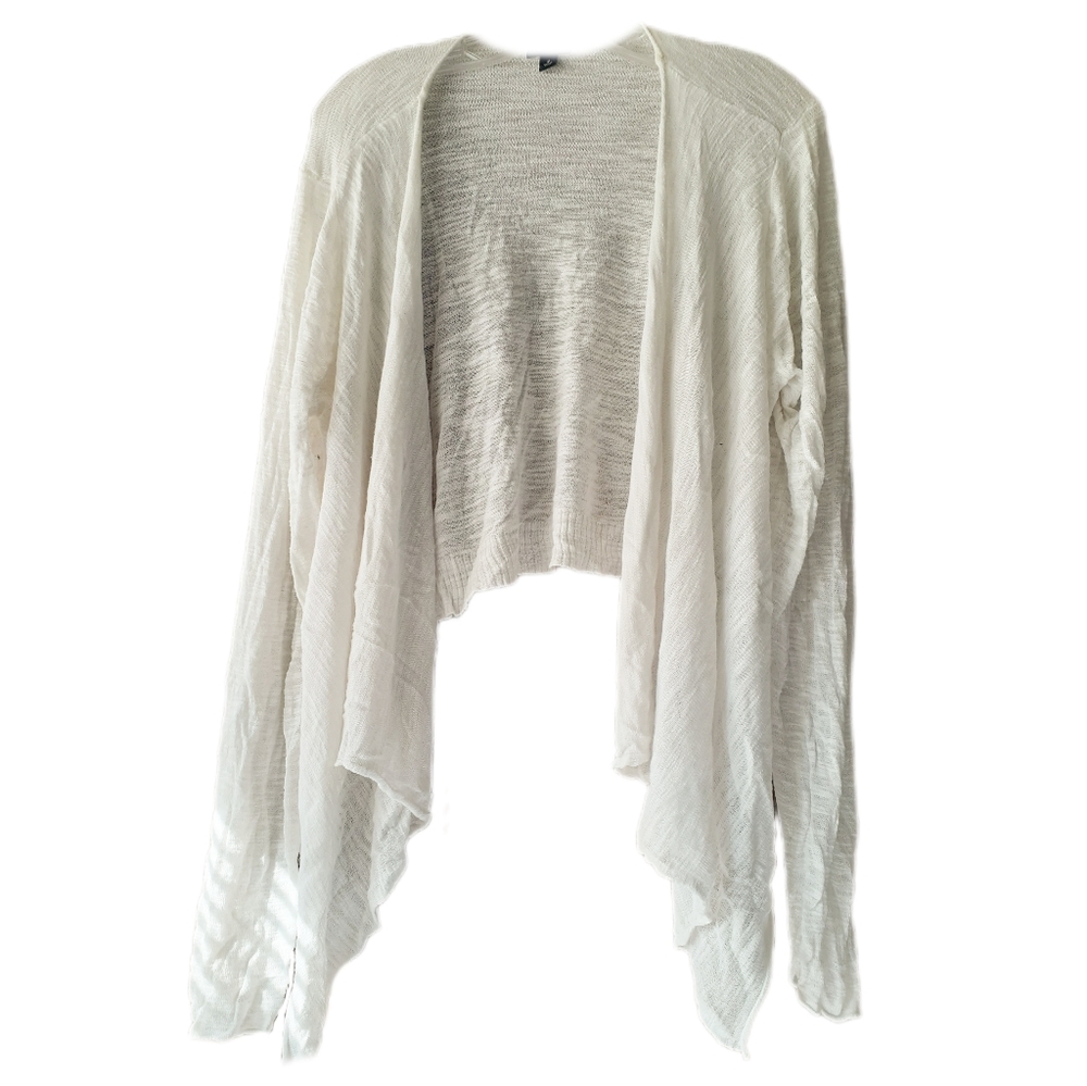 Torrid Cropped Cream Woven Waterfall Cardigan